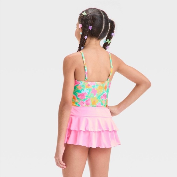 Pink Ruffled Girls Swim Skirt - Picture 2 of 2